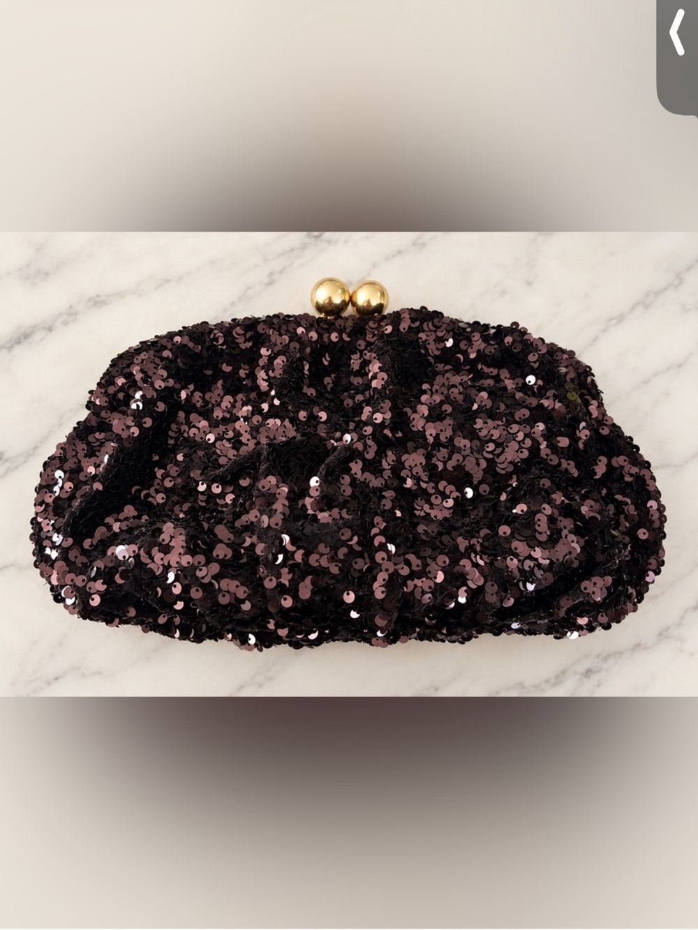 Zara Plum Sequin Clutch with Gold Kiss-Lock